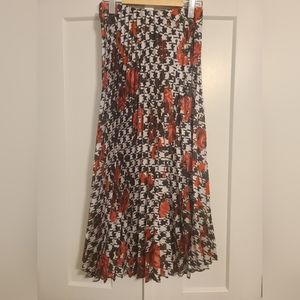 ZARA houndstooth and flower printed midi skirt size Small